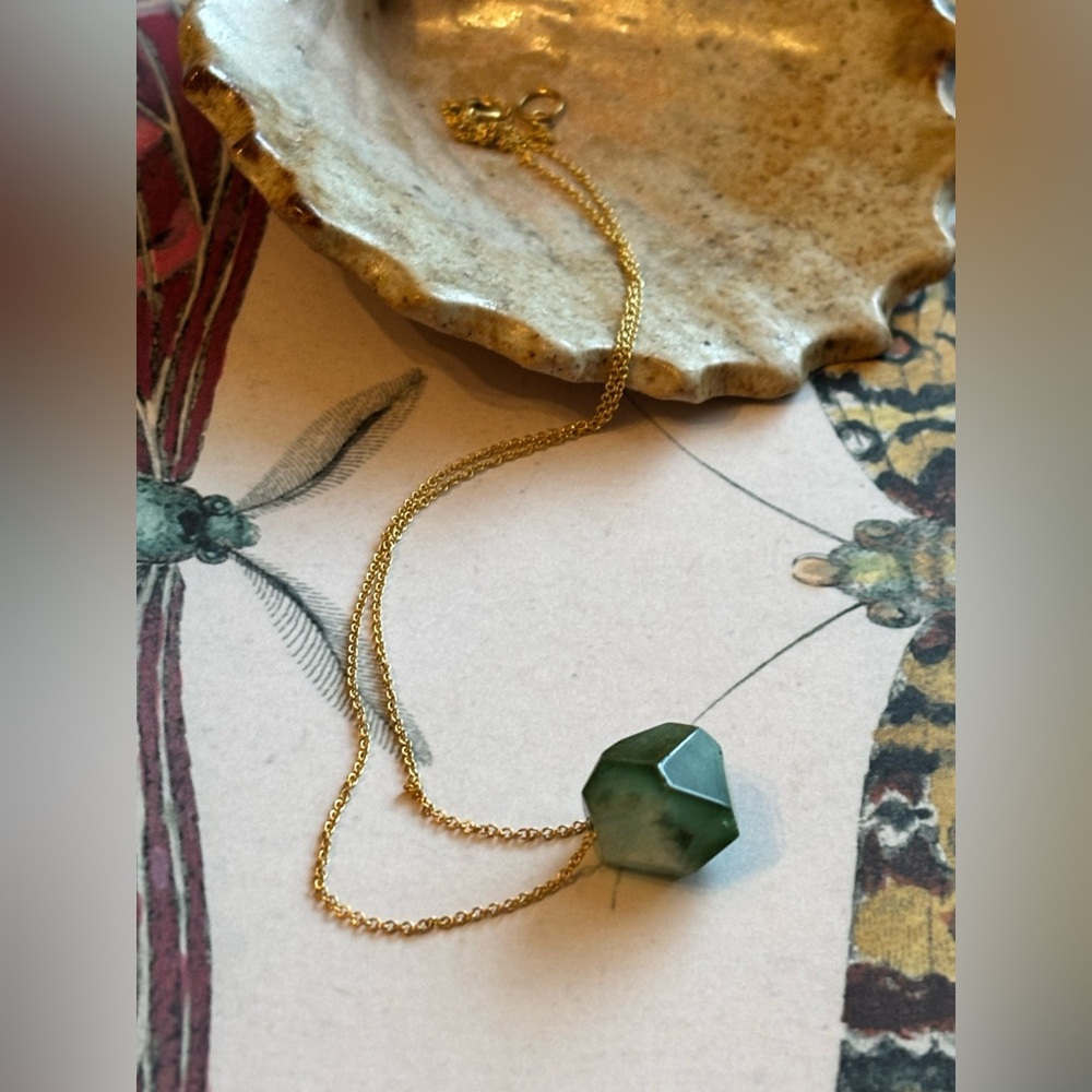 Delicate Green Tourmaline 14K Gold Filled Necklace EUC